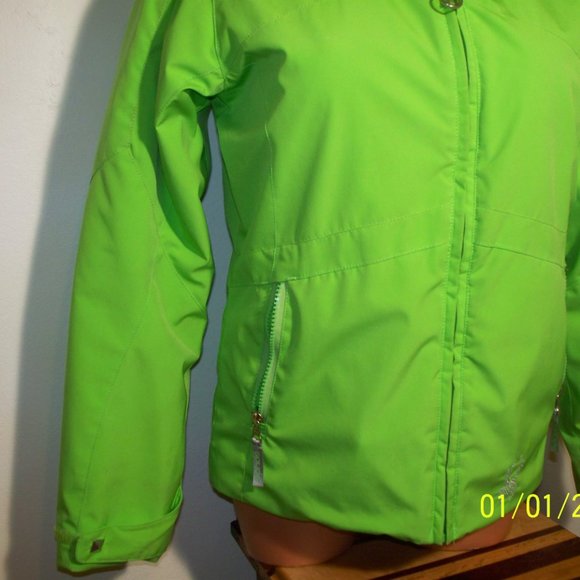 Girls Lime Green Spyder Ski Jacket Sz 14  BB1 - Picture 2 of 8